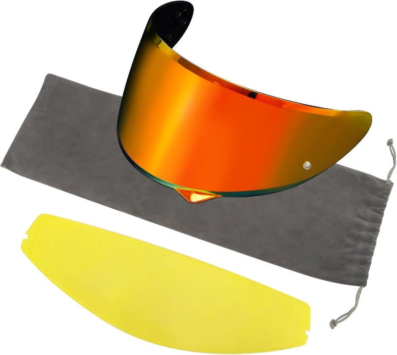psler C10 Visor with Anti-Fog Film - C10 Tinted Visor HJ-34P Visor Pinlock-Ready Helmet Face Shield for C10 HJ-34P,Anti-Fog Film + Deep Gold Red Visor - Image 1